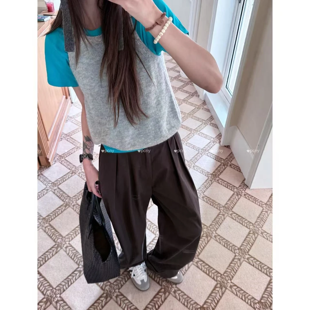 PCNY「海盐瞬蓝」不理理冬季新款小众女装经典时尚休闲圆领短袖T恤