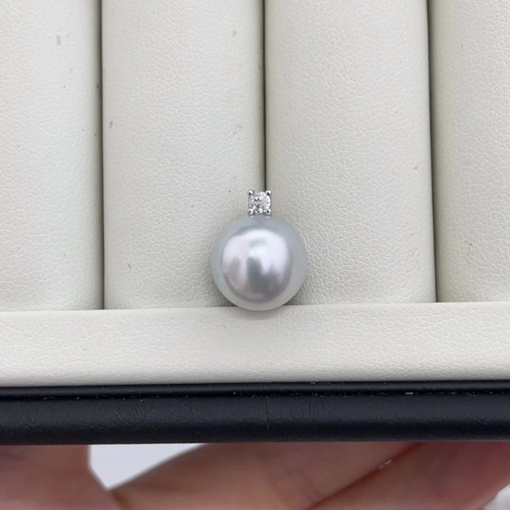 未镶嵌裸珠定制海水珍珠正圆银蓝光澳白11-12mm