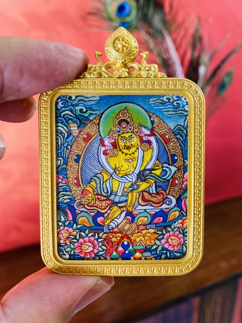 【黄财神】热贡纯手绘矿物颜料4*5cm纯手绘矿物颜料唐卡艺术