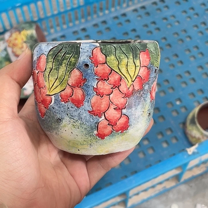 手绘粗陶盆多肉花盆