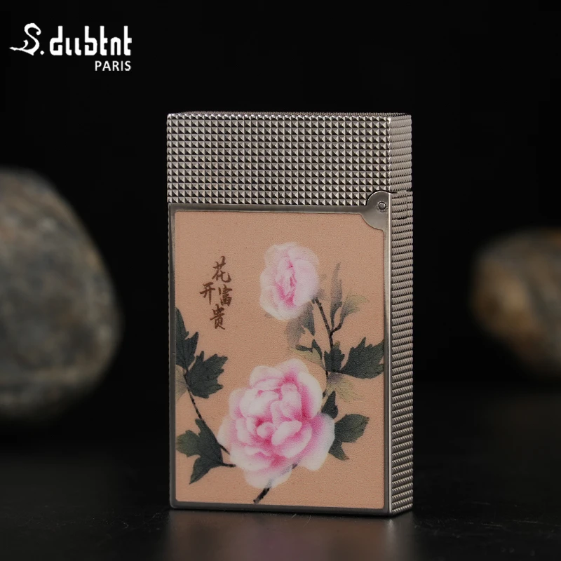 法国都柏特朗声高档打火机钢音黄铜送男士礼品限量版国色天香牡丹