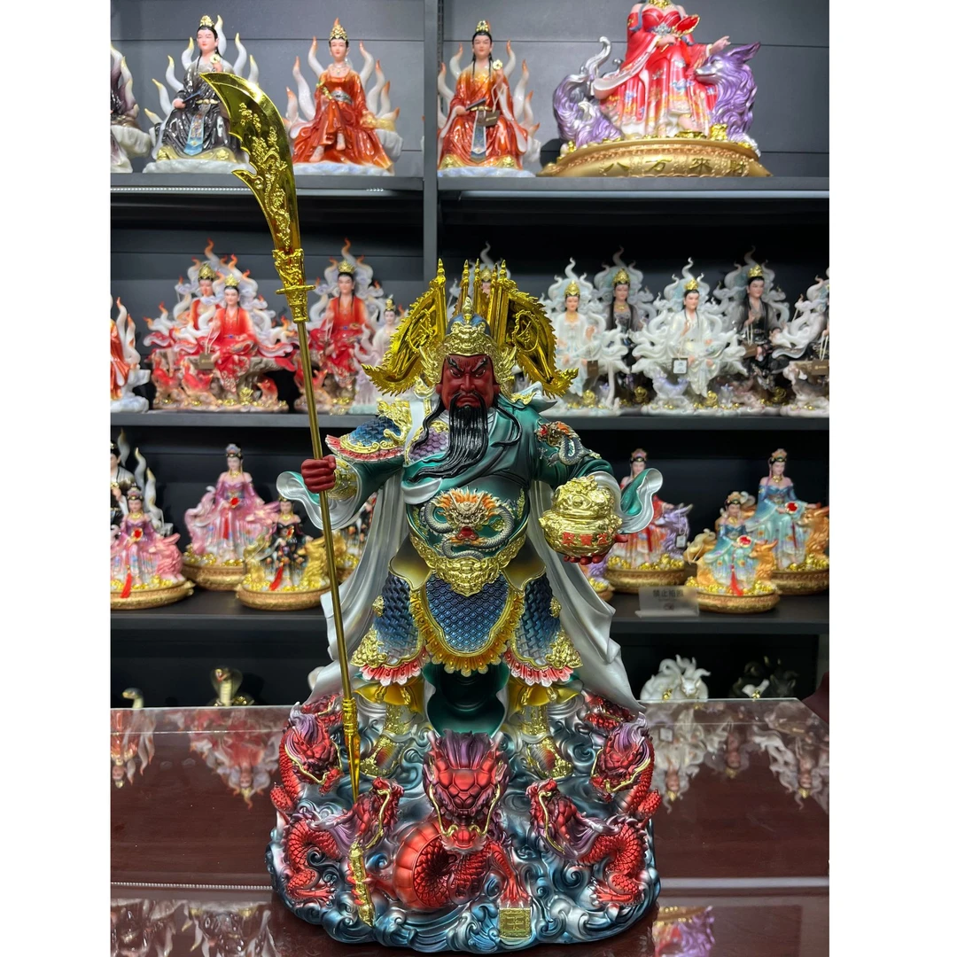 树脂九龙祥云关公武财神关二爷神像店铺客厅摆件