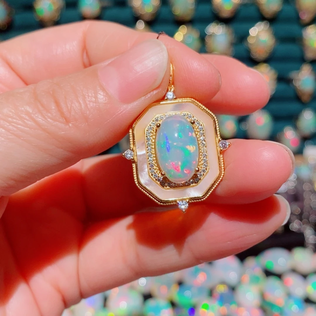 欧泊欧泊吊坠银S925镶嵌