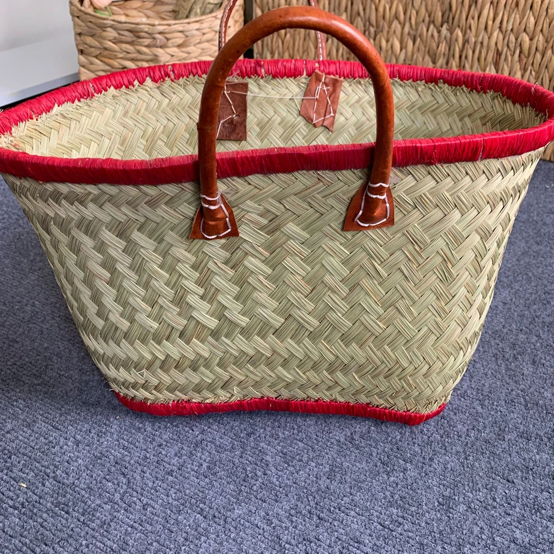 非洲细草手提篮复古买菜购物篮家用手工编织竹制品草编提篮子