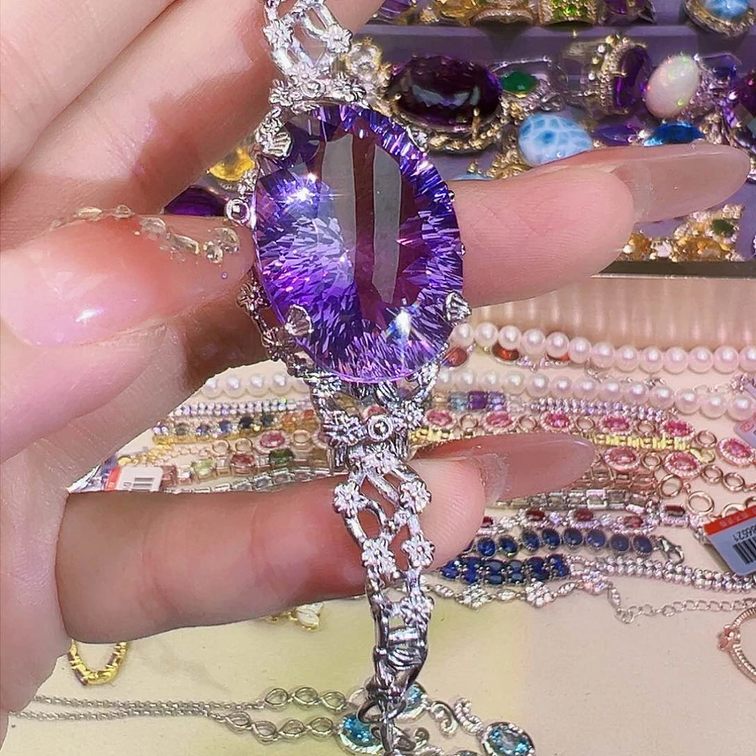 紫晶珠宝半成品银S925镶嵌