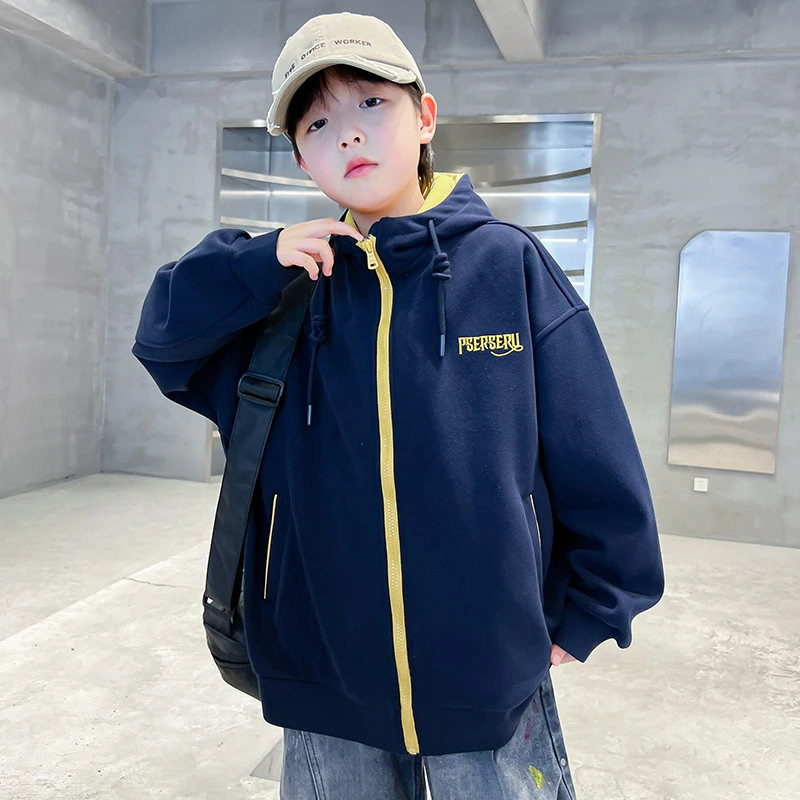 男童秋装外套5-15岁中大童运动大码针织青少年帅气韩版儿童上衣潮