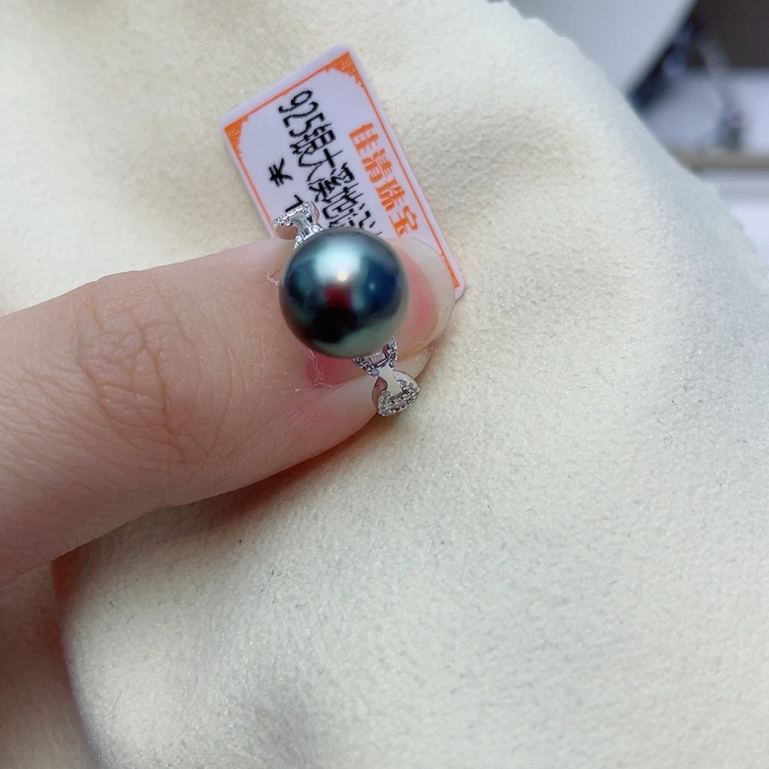 银S925镶嵌海水珍珠戒指W20