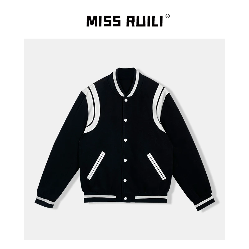 MISS RUILI定制 冬季韩版时尚复古拼接撞色保暖加厚羽绒外套A8409