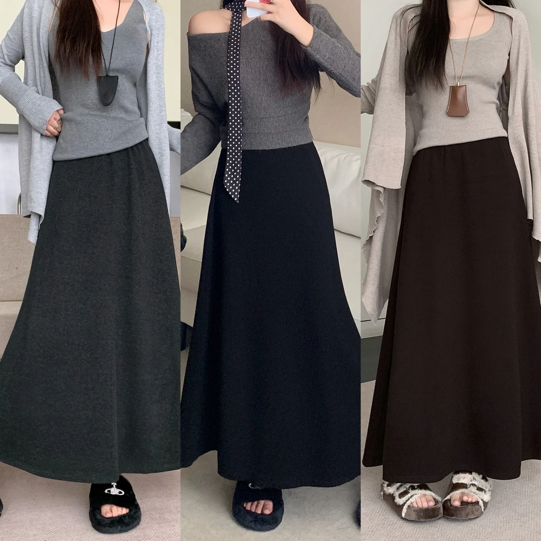 高腰长裙A型显瘦半身裙秋冬不规则2025年秋季新款时尚出游服装女