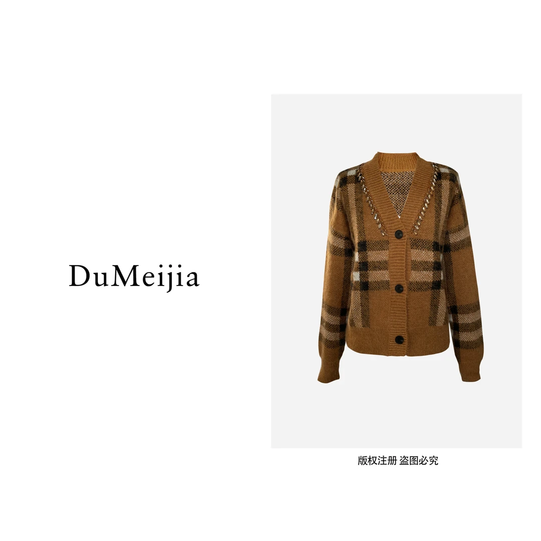 钉珠上衣条纹美拉德系针织开衫DMJ157