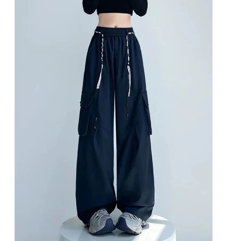 早秋美式弯刀工装裤女2025新款高腰宽松阔腿运动休闲裤6532