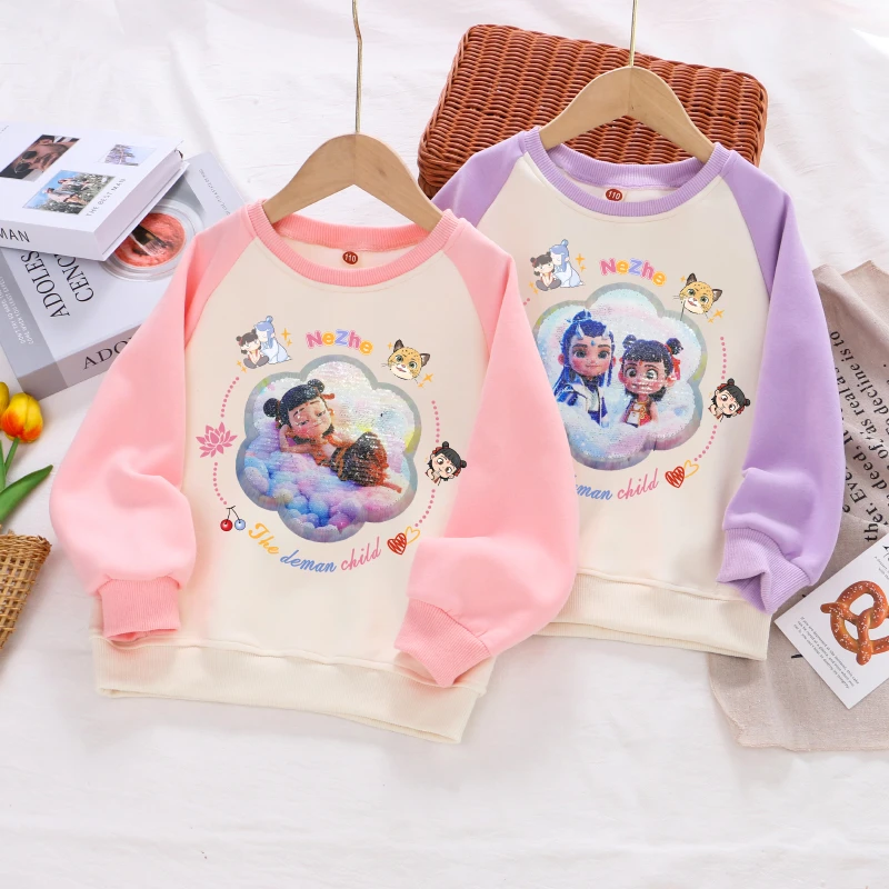 女童纯棉变色亮片哪吒卫衣25春秋款儿童装宝宝小女孩敖丙长袖上衣