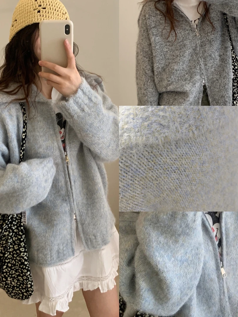 2025年冬大翻领拉链毛衣