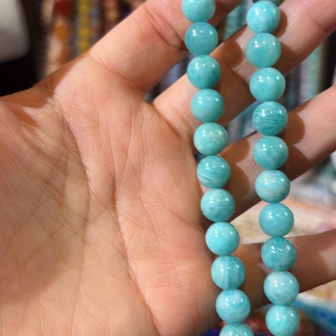 玛瑙/玉髓未镶嵌珠宝半成品天河石卡8一条