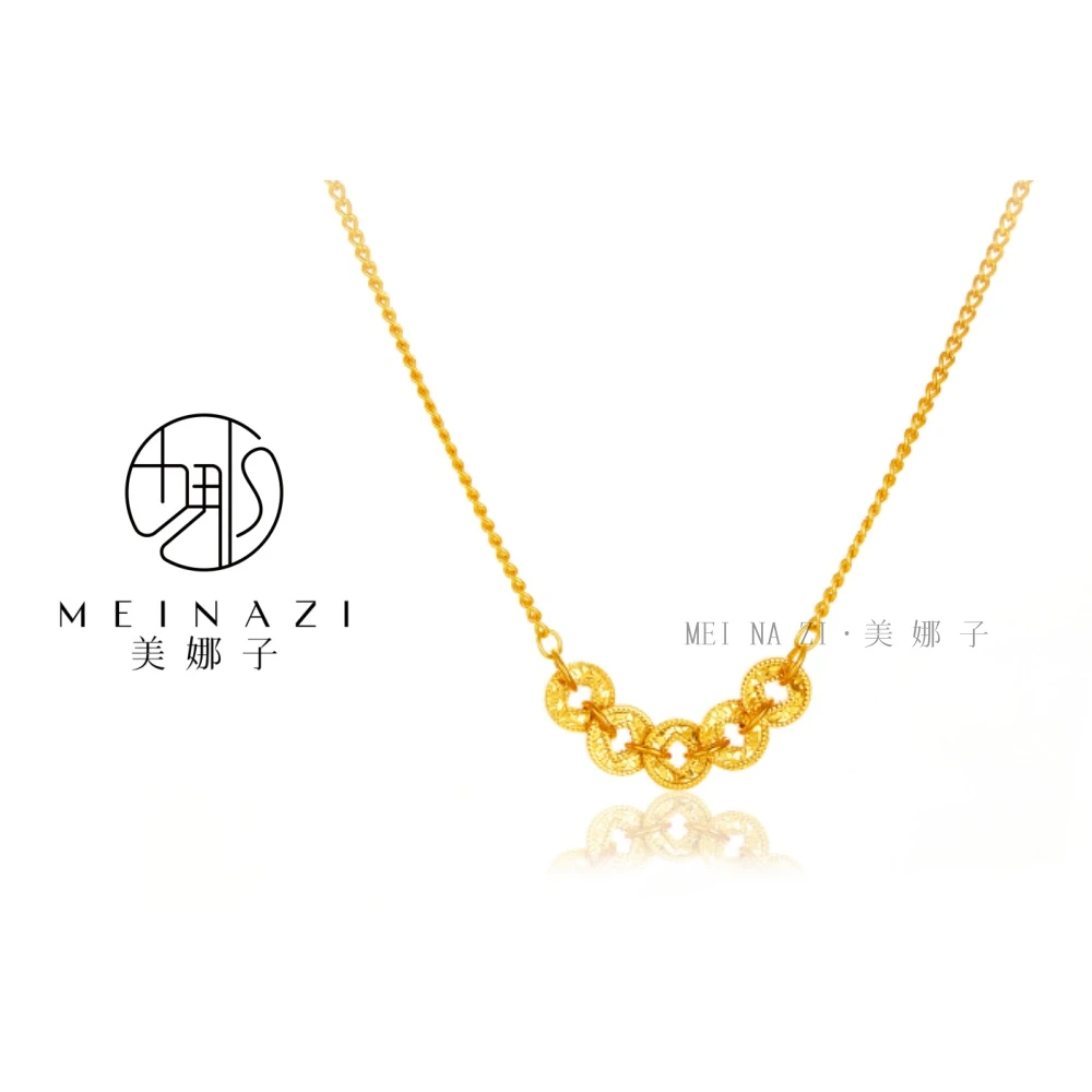 MEINA/新款碎碎冰五帝钱项链精致百搭轻奢时尚精美