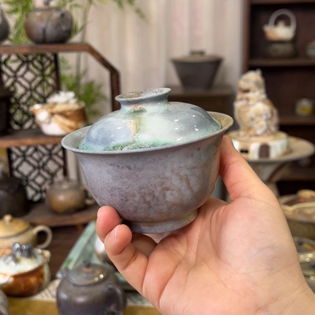 53中白满翠窑宝盖碗