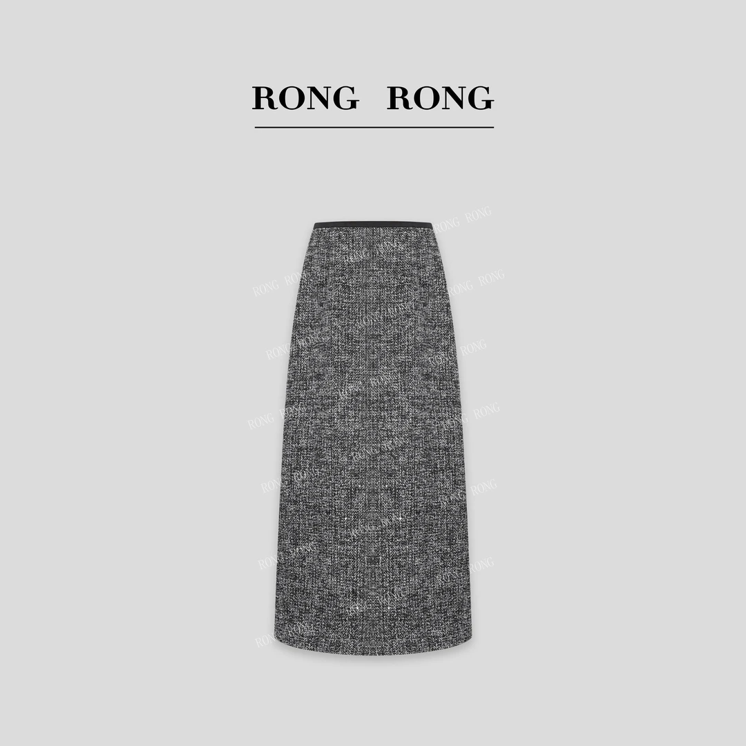 溶溶【星沙意调】RONGRONG 高腰混纺亮丝法式复古半身裙E-Z8969119