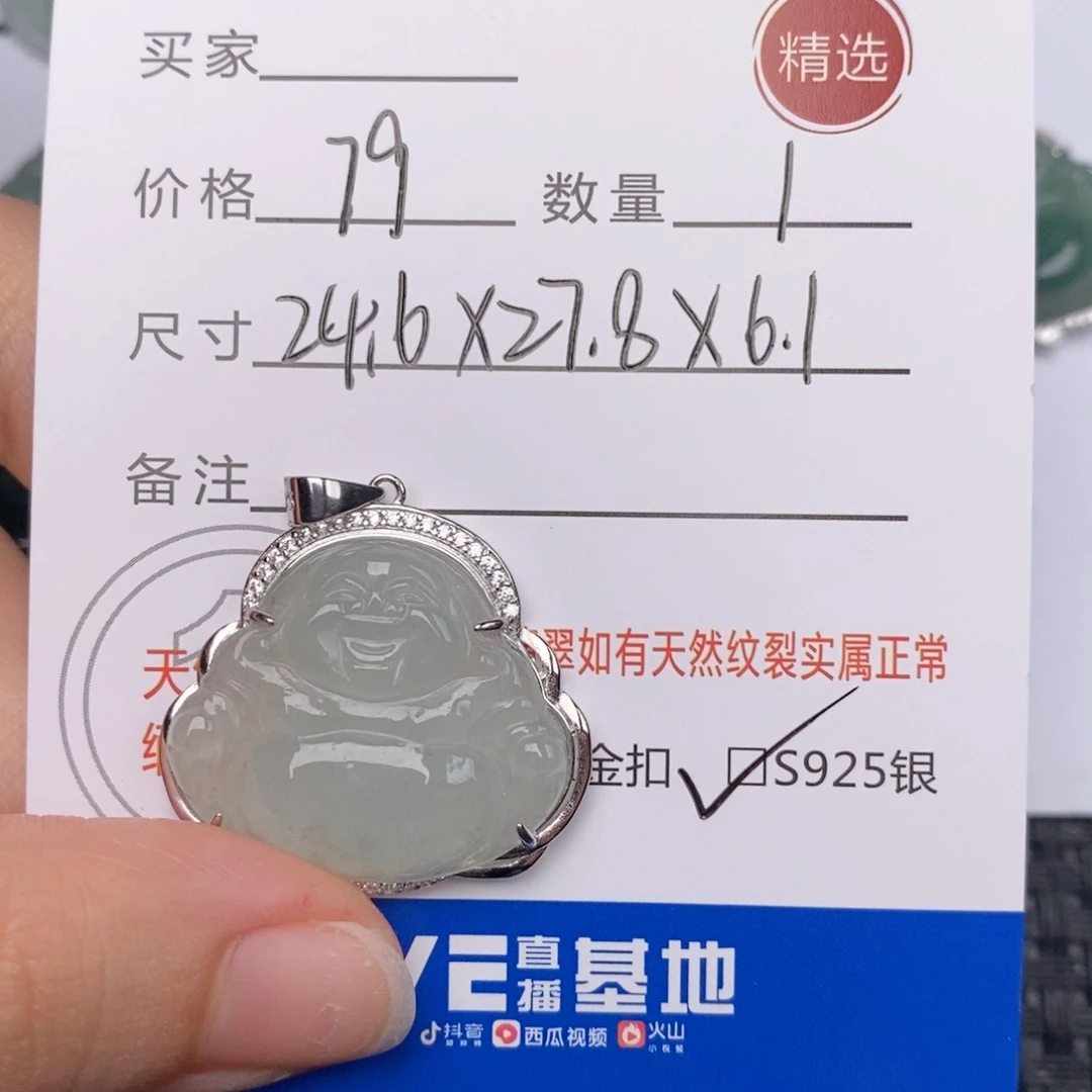 翡翠银S925镶嵌颈饰吊坠