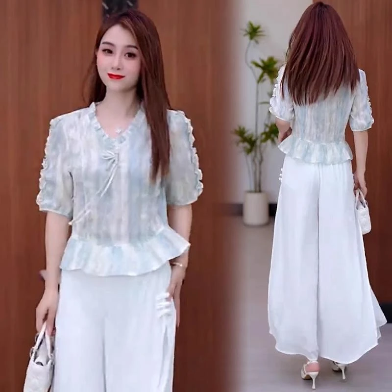 时尚设计感衬衫女2025夏季新款洋气时髦宽松显瘦盘扣木耳领衬衫潮