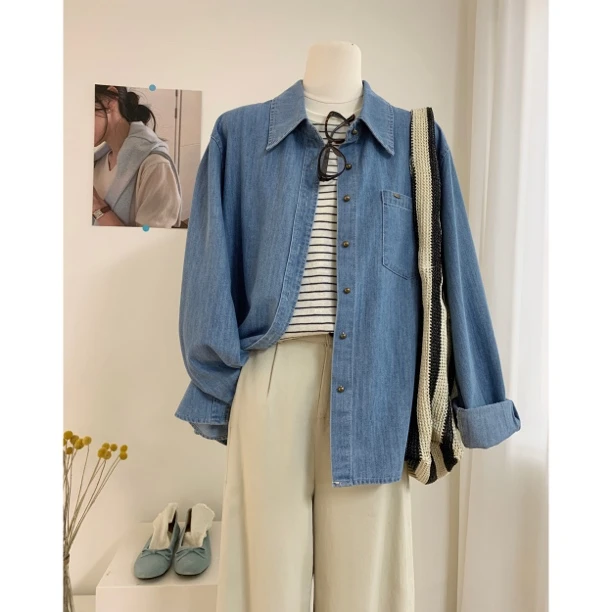 A-2240【休息日】东大门韩系春季新款气质百搭设计感时尚牛仔开衫