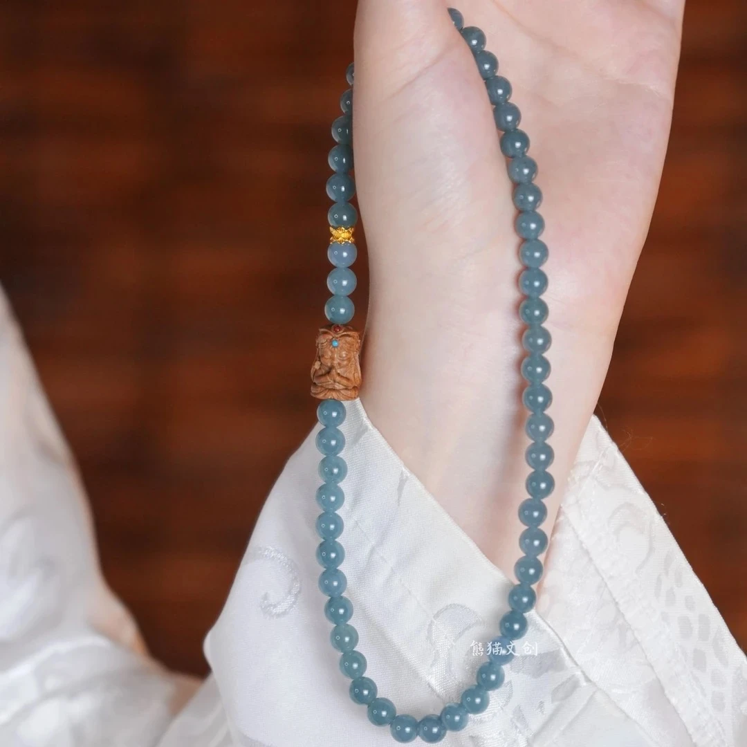【蓝水合十】双圈新中式国风合十扎基手串