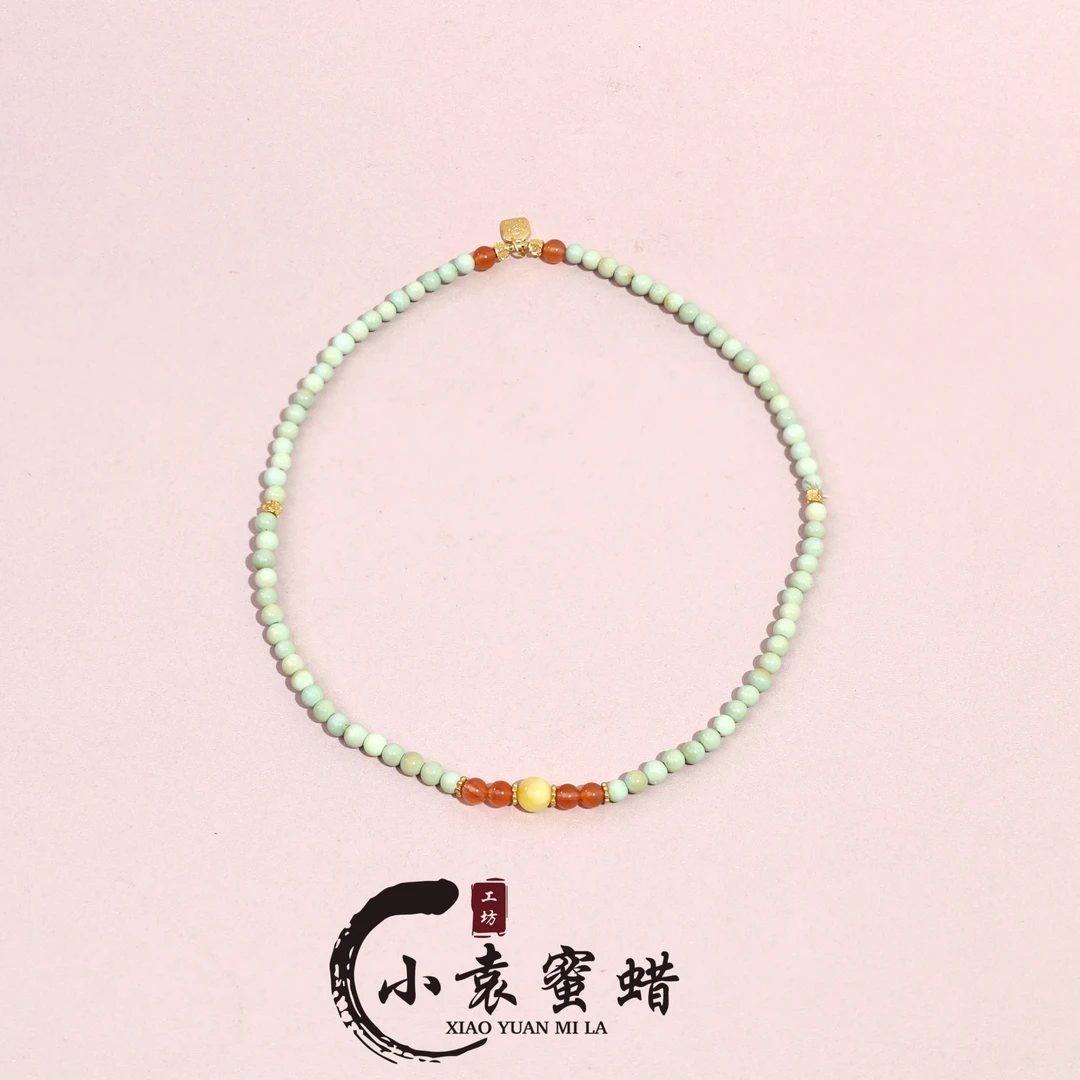 【小袁优荐】天然设计DIY绿松石圆珠4mm双圈手链多样性发其一