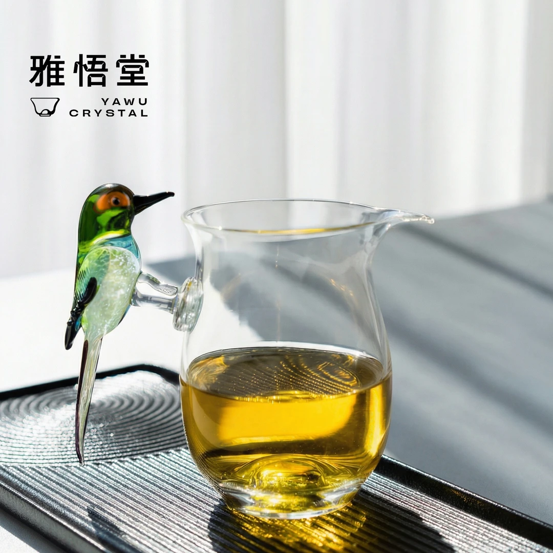 雅悟堂翠鸣公杯水晶玻璃大容量茶器公道杯家用分茶器天地礼盒