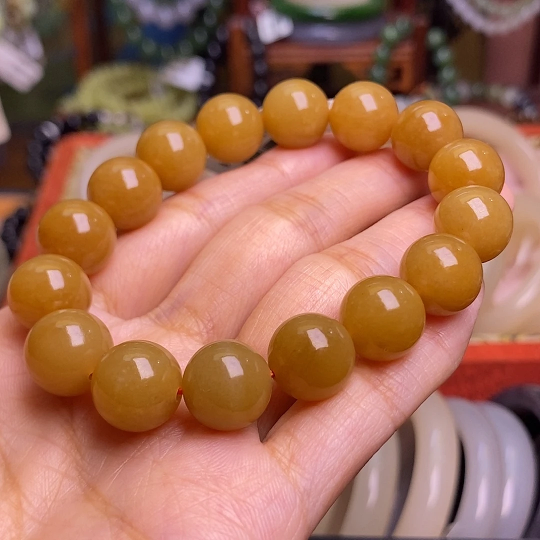 m***活和田玉未镶嵌颈饰收藏级老矿料且末糖手串12m