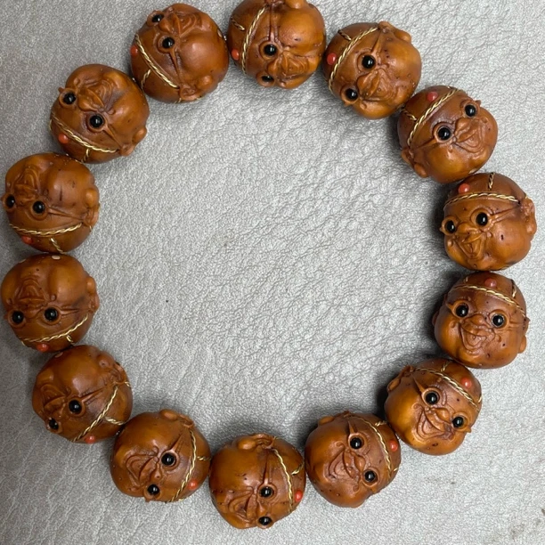 地主紫金鼠精雕镶嵌单圈手串16尺