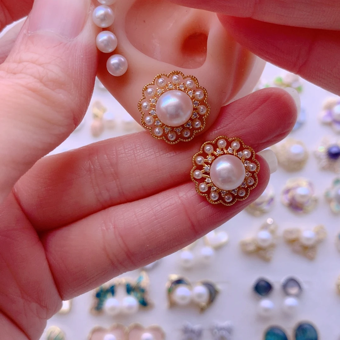 合金耳饰淡水珍珠