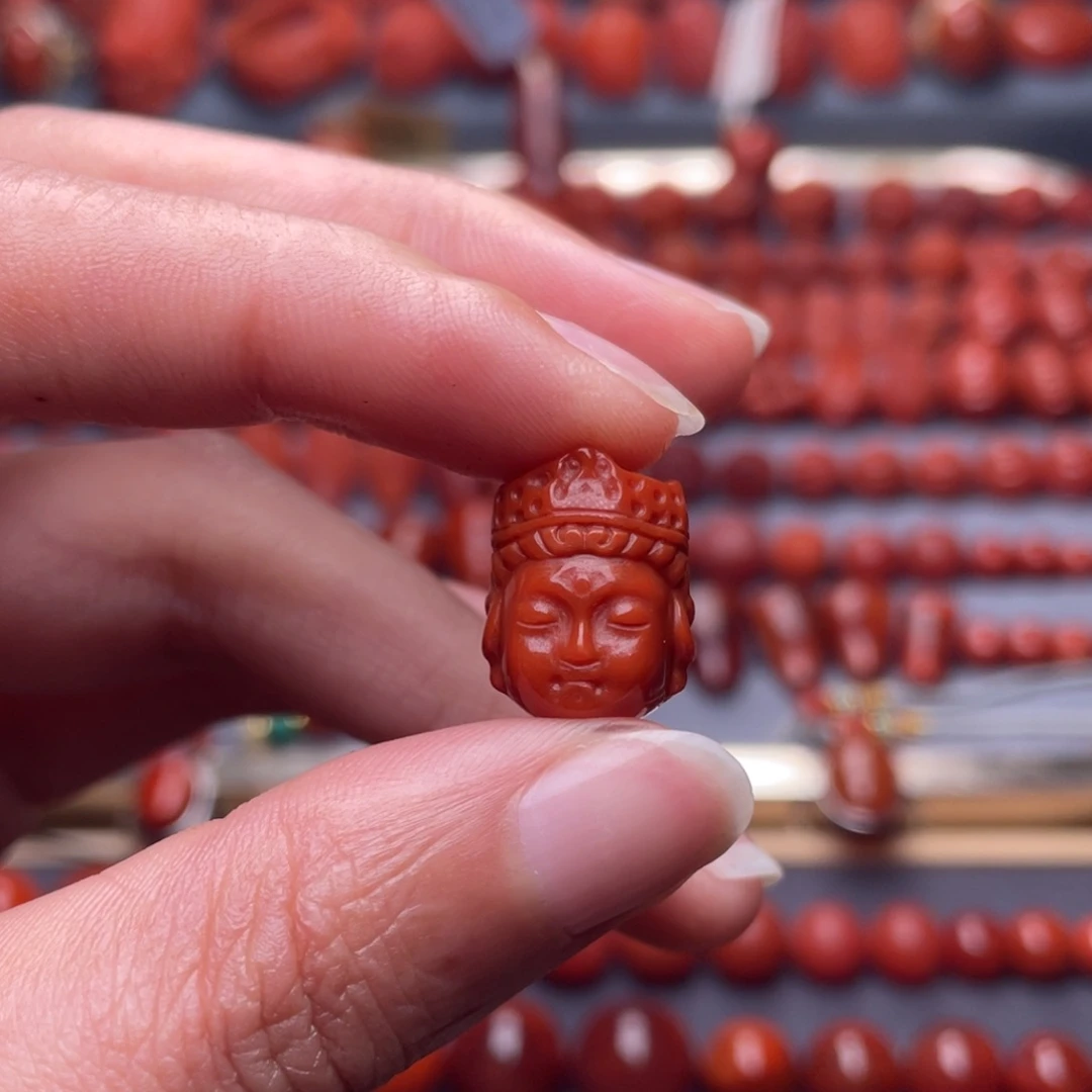 南红玛瑙未镶嵌其他W12➕瓦西柿子红观音头配饰