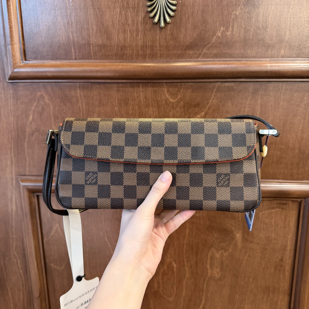 99新 LouisVuitton/路易威登 中古棕棋盘格法棍单肩腋下包