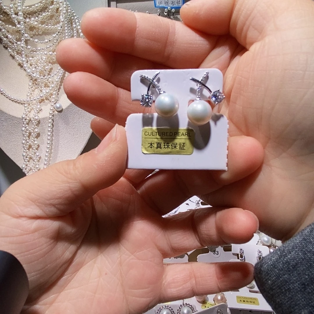 ****%耳饰淡水珍珠银S925镶嵌樱桃耳钉