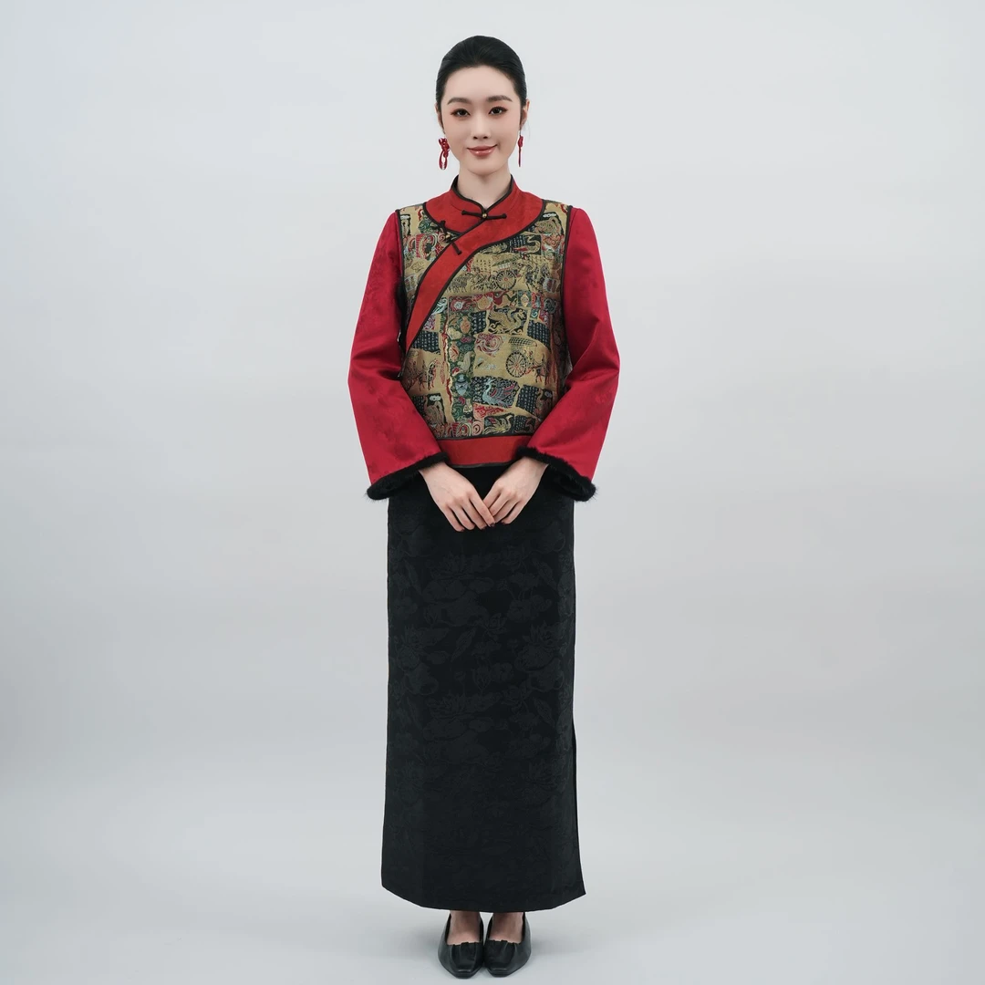 玉家人【勐佤】桑蚕丝唐锦马甲傣族服装改良服饰中国风民族风冬季