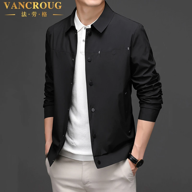 VANCROUG/法劳格夹克男士秋季休闲翻领潮流时尚中年百搭休闲外套