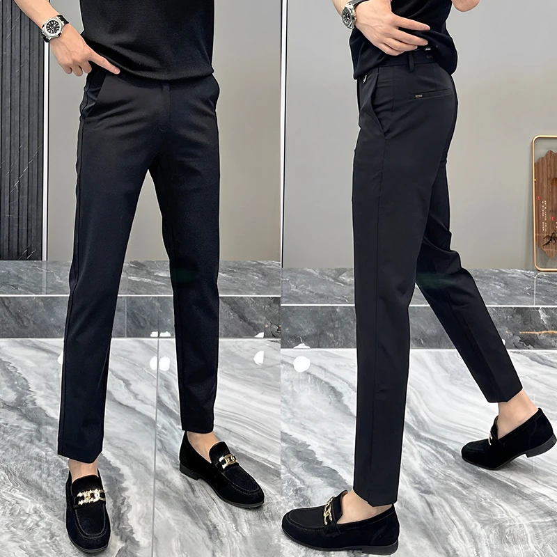 【轻奢商务】男士夏季薄款九分休闲裤百搭直筒修身裤时尚弹力小脚裤