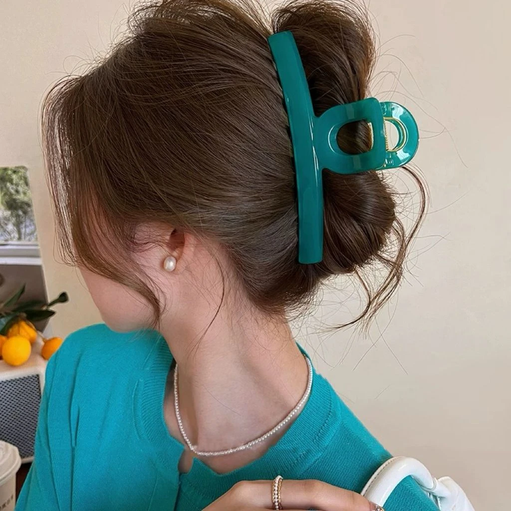 日韩简约大号亚克力发夹女小众设计发量多盘发抓夹时尚百搭鲨鱼夹