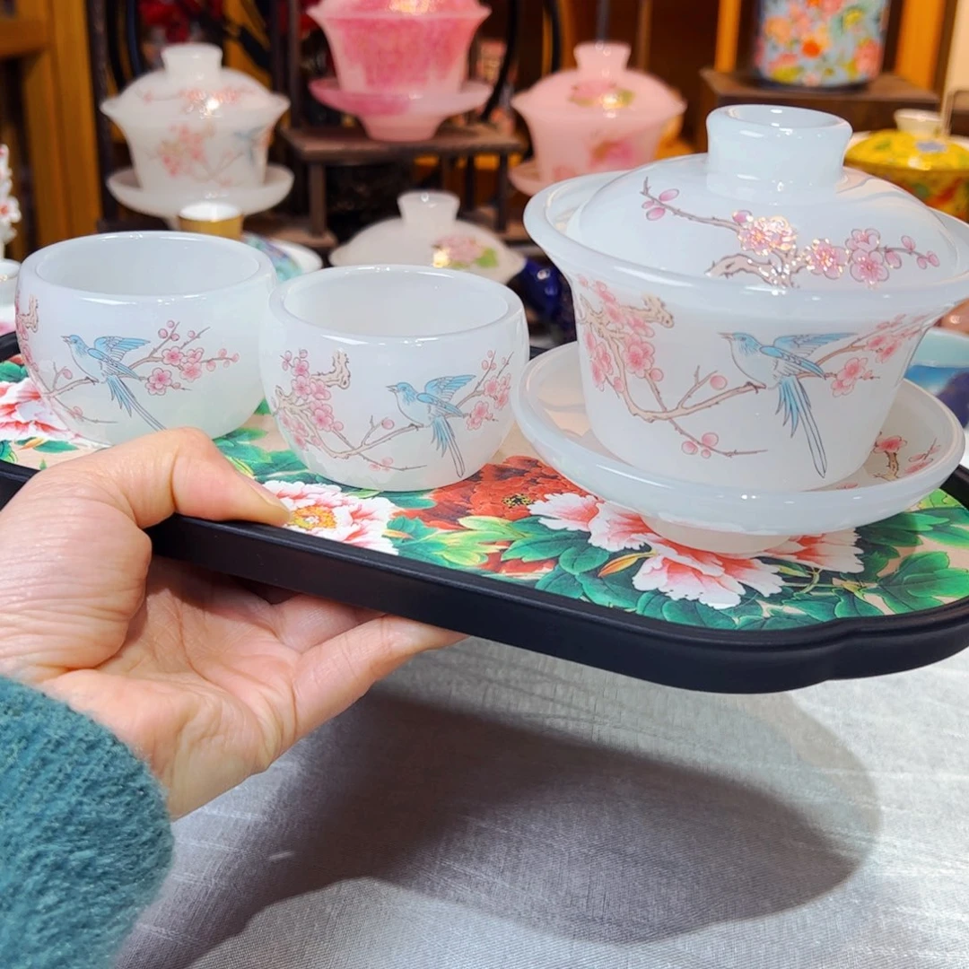 高货羊脂玉瓷陶瓷茶具