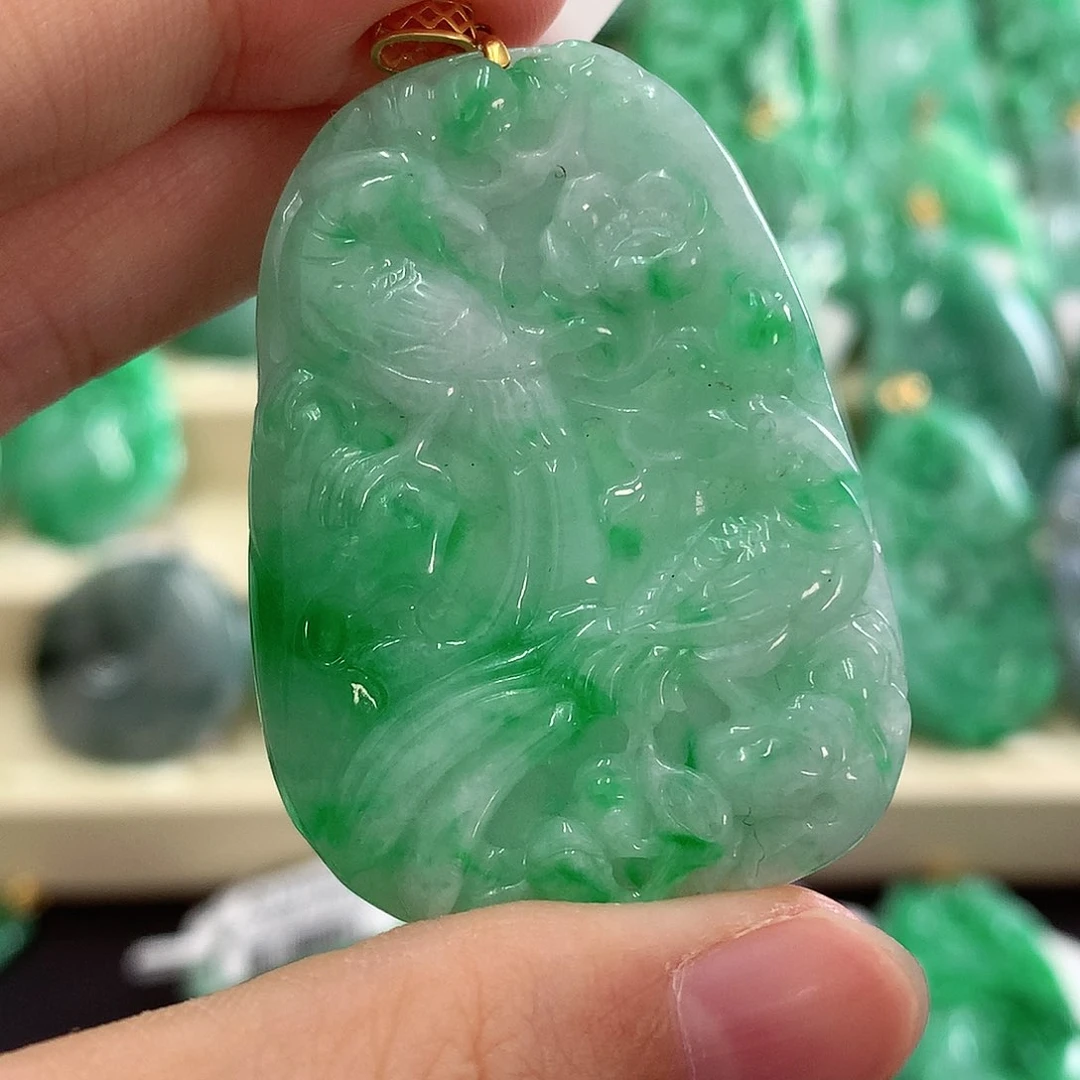 翡翠18K金镶嵌吊坠(不含链)