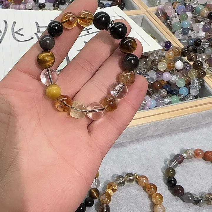 手镯黄晶银S925镶嵌