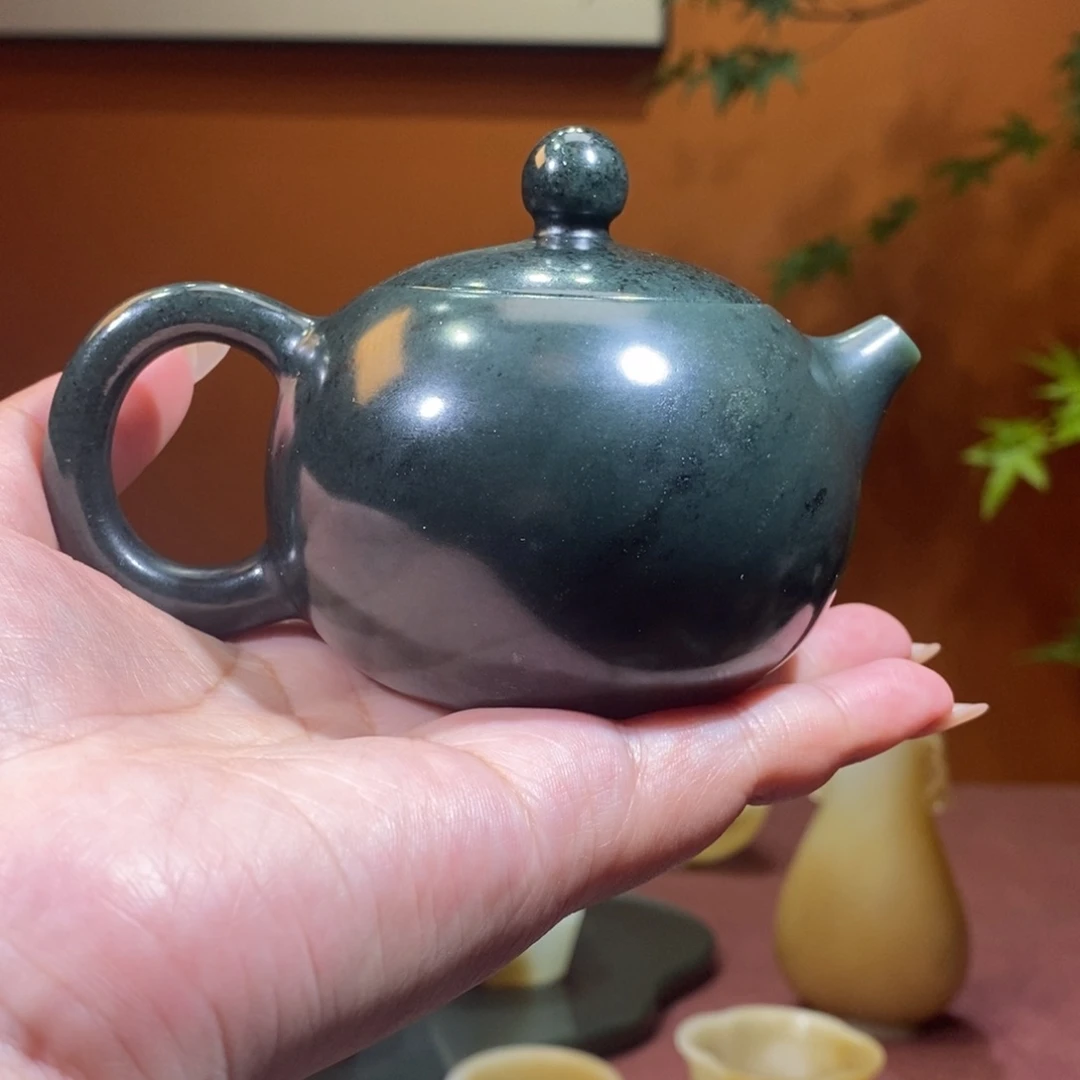 和田玉未镶嵌摆件青玉福利壶微瑕