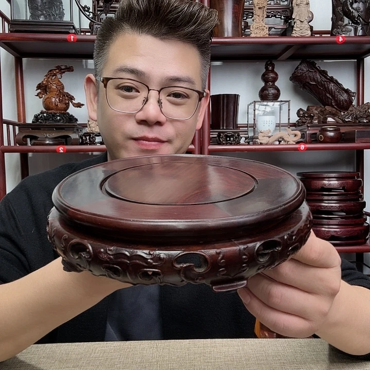 大红酸枝工艺品底座