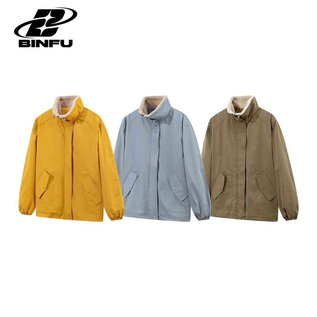 BINFU自制 冬装新款 高级感宽松男女同款保暖工装风立领棉衣外套
