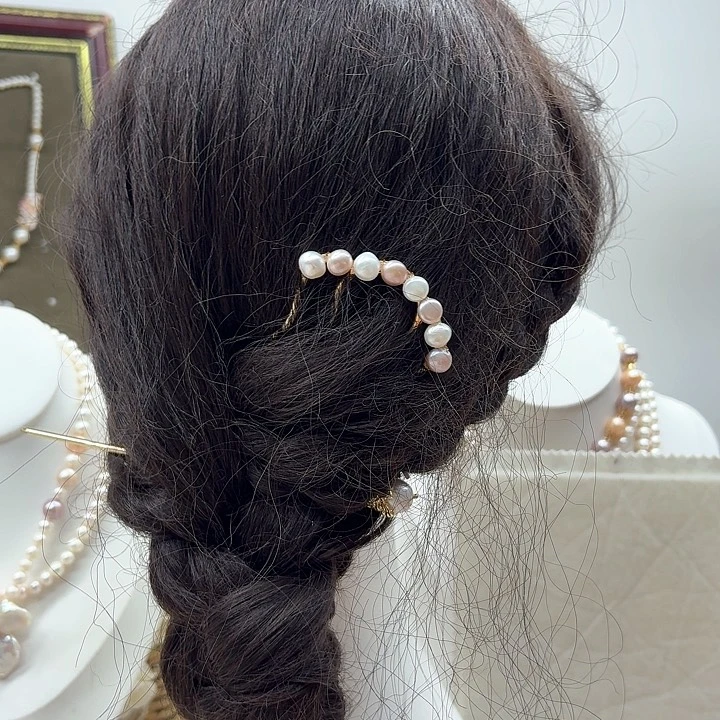 淡水珍珠发饰合金