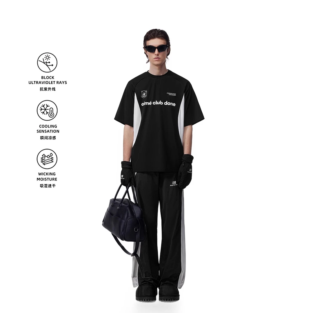 官方店徽章拼接速干衣短袖t恤男女夏季户外运动宽松透气排汗