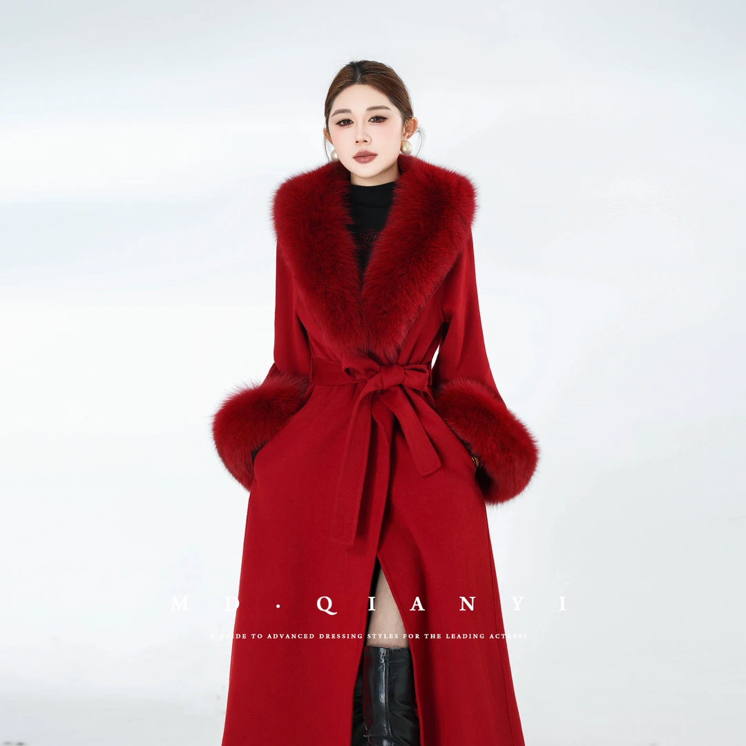 MD定制·杨千亿【酒金华章】2025冬季时尚百搭气质羊毛毛呢外套加厚