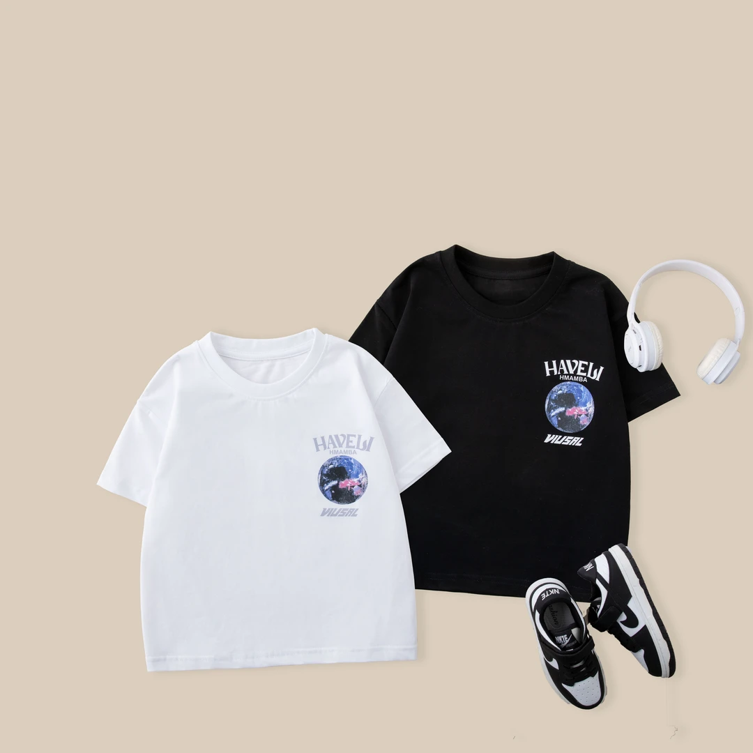 儿童夏款短袖T恤2025新款男童潮流时尚百搭T恤BX0165华子童装