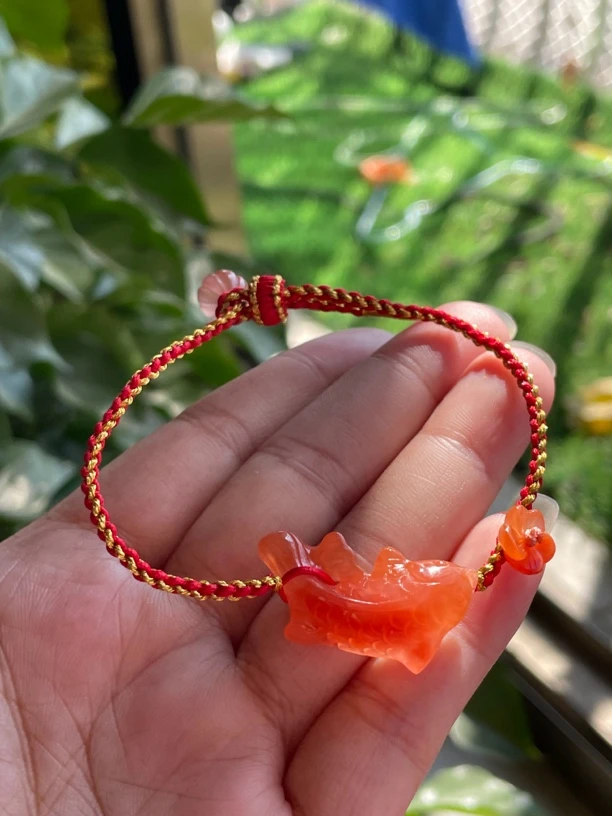 南红樱桃红糖心锦鲤手工编绳红金配色锦上添花一物一图实拍