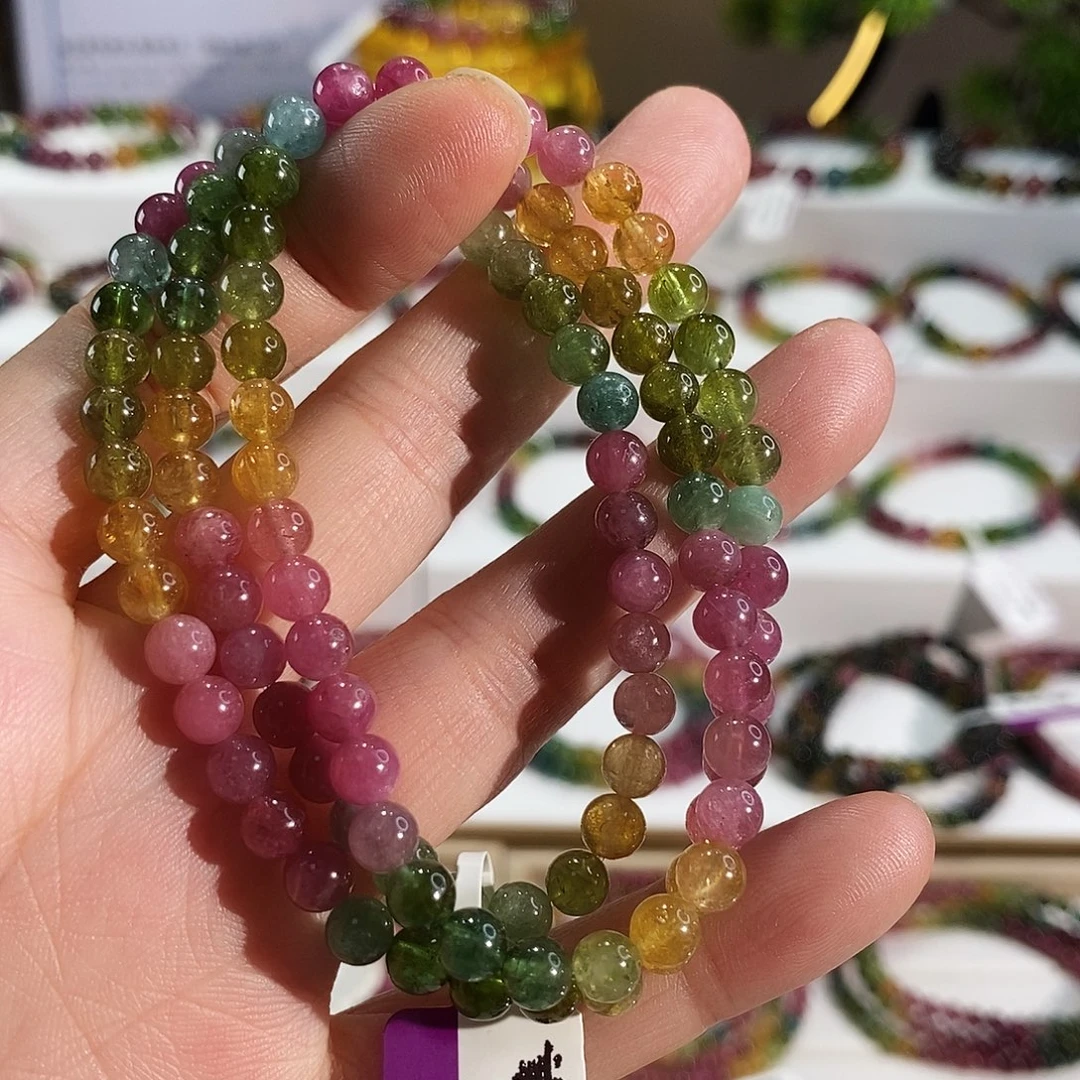 碧玺手链未镶嵌G2488素圈颜色微差