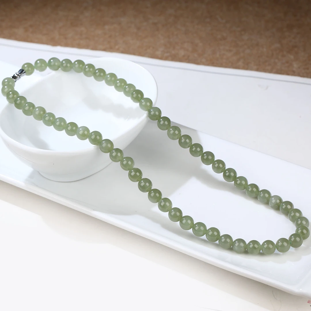 【新疆源产地发货】天然和田玉项链7-8圆珠气质时尚百搭 XJ106